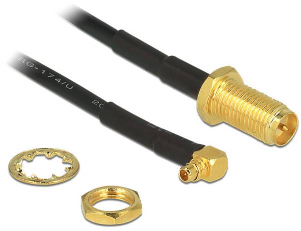 Delock WLAN-Antennen Anschlusskabel [1x RPSMA-Buchse - 1x MMCX-Stecker] 0.32m Schwarz