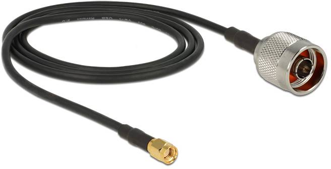 Delock WLAN-Antennen Anschlusskabel [1x N-Stecker - 1x RPSMA-Stecker] 2m Schwarz