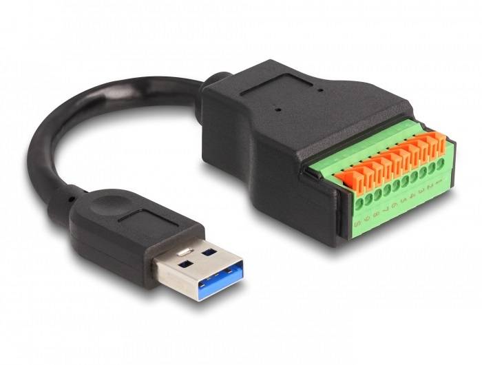 USB-Adapter mit mehreren farbigen Anschlüssen, geeignet zur Verbindung von Geräten mit unterschiedlichen Schnittstellen.