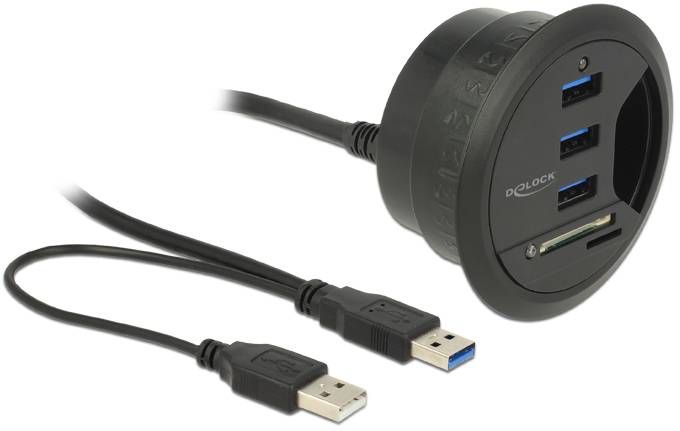 Delock 62869 Tischsteckdose 3-Kanal Schwarz Eurostecker