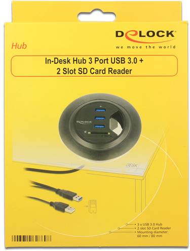 Delock 62869 Tischsteckdose 3-Kanal Schwarz Eurostecker