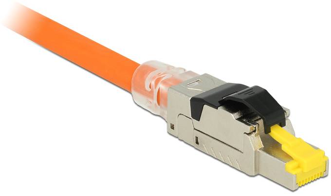 Delock 86485 RJ45 Stecker feldkonfektionierbar Cat.8.1 Metall 86485 Schwarz, Silber, Transparent, Gelb 1St.