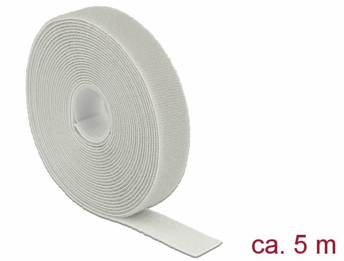 Delock 18280 Klett-Kabelmanager (L x B) 5m x 20mm Grau 1St.