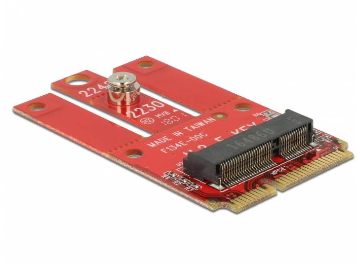 Delock Seriell Adapter [1x Mini PCIe-Stecker - 1x M.2 Key E-Buchse] Rot