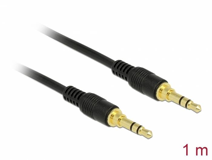 Delock 85547 Audio Verbindungskabel [1x Klinkenstecker 3.5mm - 1x Klinkenstecker 3.5 mm] 1m Schwarz