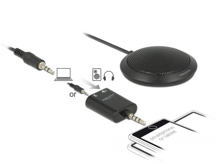 Delock 65873 Ansteck Tischmikrofon Übertragungsart (Details):Kabelgebunden inkl. Kabel Kabelgebunden Schwarz