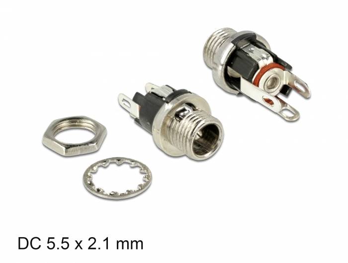 Delock 89910 Niedervolt-Steckverbinder Buchse, Einbau 5.5mm 2.1mm 1St.