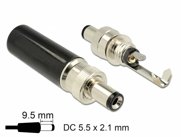 Delock 89913 Niedervolt-Steckverbinder Stecker, Einbau 5.5mm 2.1mm 1St.