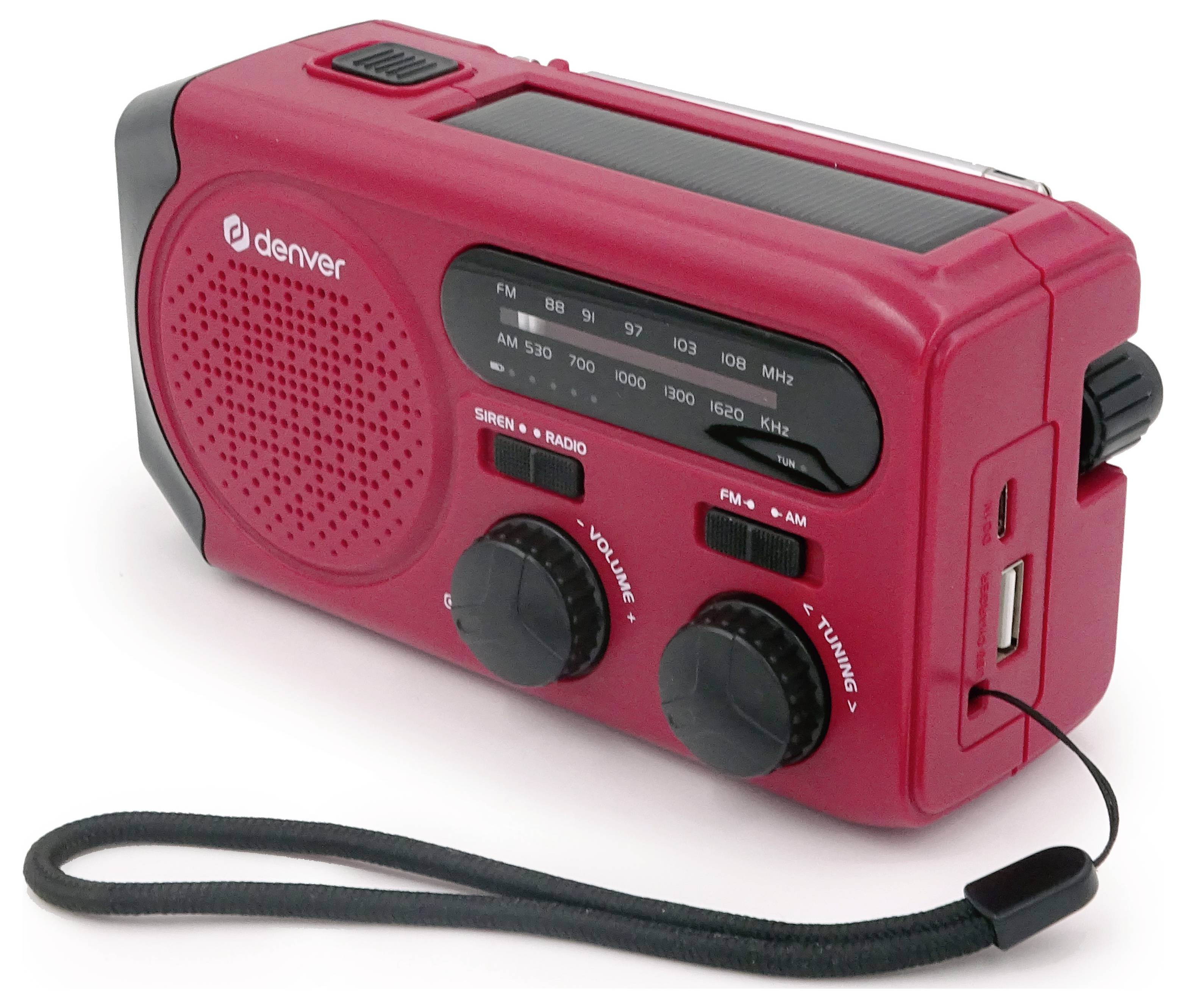 Denver SCR-2010 Notfallradio UKW, MW Rot, Schwarz