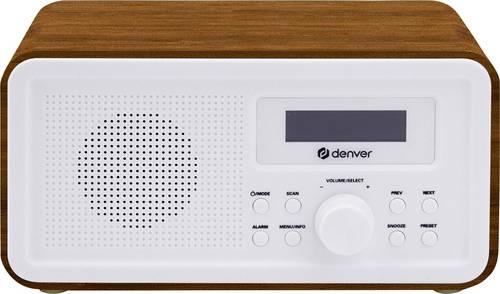 Denver DAB-30DW Dark Wood Tischradio DAB+, UKW Weckfunktion Holz-Braun (seidenmatt)