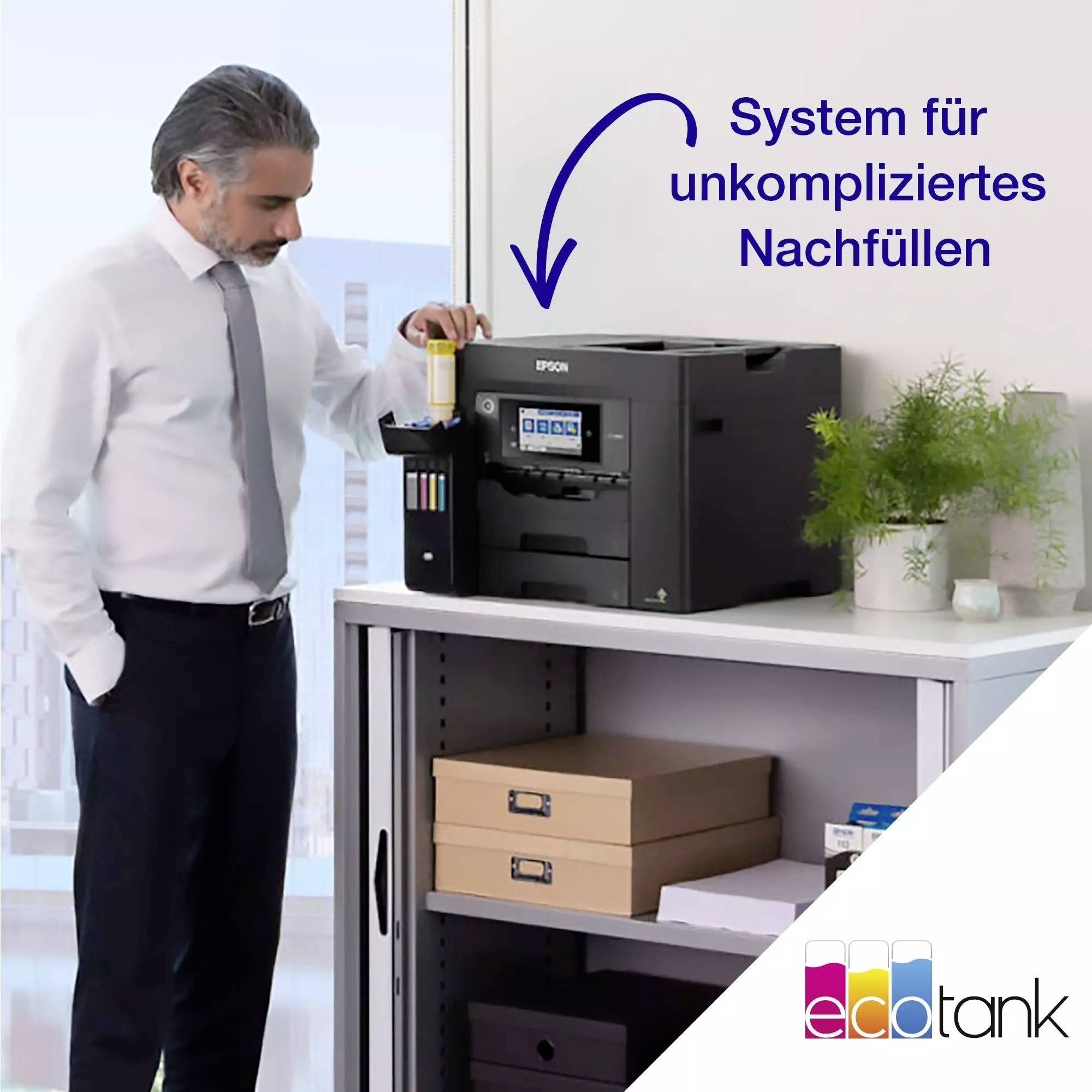Epson EcoTank ET-5855 Multifunktionsdrucker Tintenstrahl Farbe A4 Drucker, Scanner, Kopierer, Fax Tintentank-System, USB, WLAN
