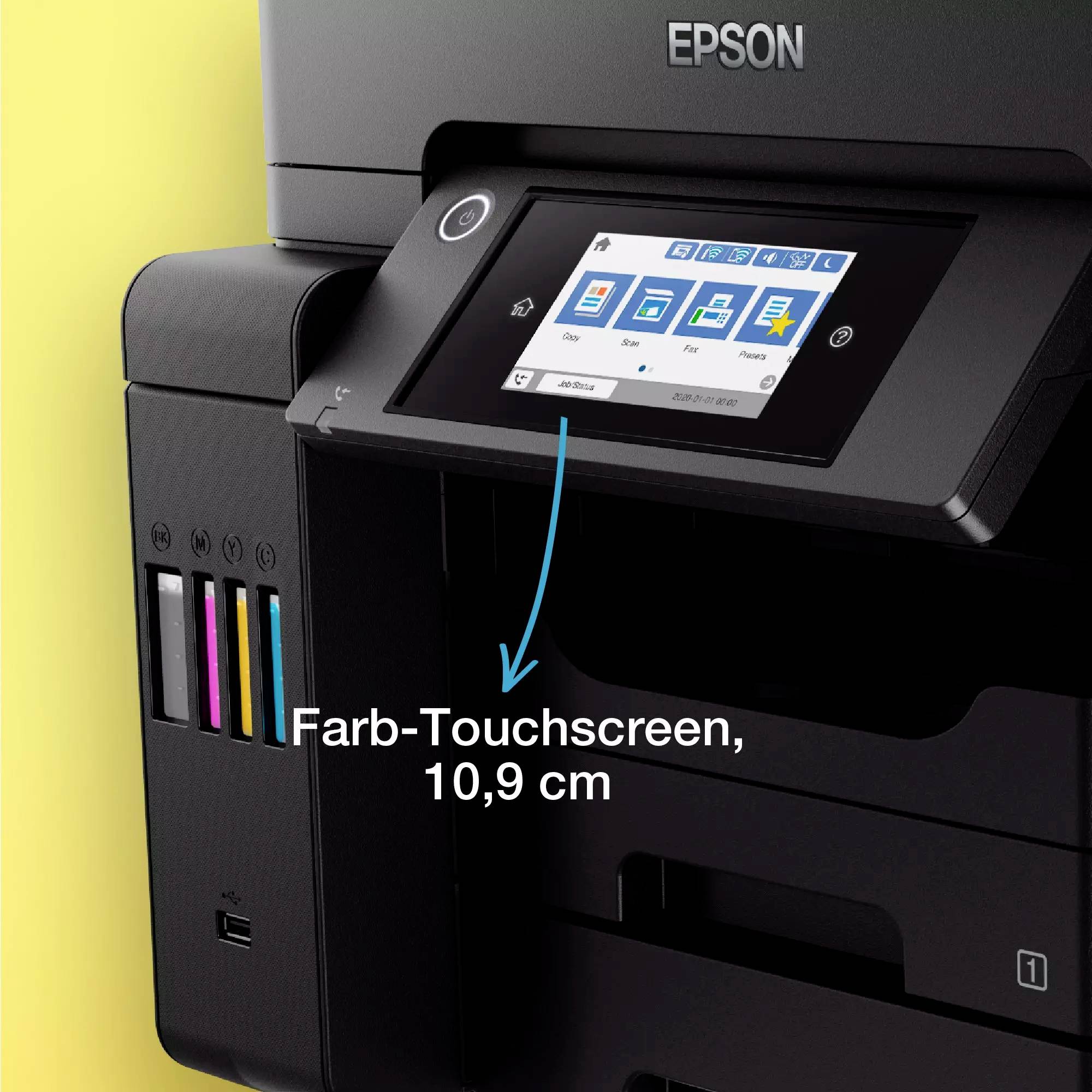Epson EcoTank ET-5855 Multifunktionsdrucker Tintenstrahl Farbe A4 Drucker, Scanner, Kopierer, Fax Tintentank-System, USB, WLAN