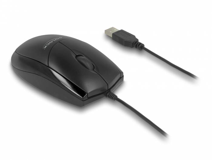 Delock 12106 Maus USB Optisch Schwarz 3 Tasten 1200 dpi