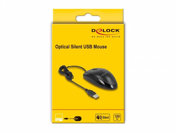 Delock 12106 Maus USB Optisch Schwarz 3 Tasten 1200 dpi