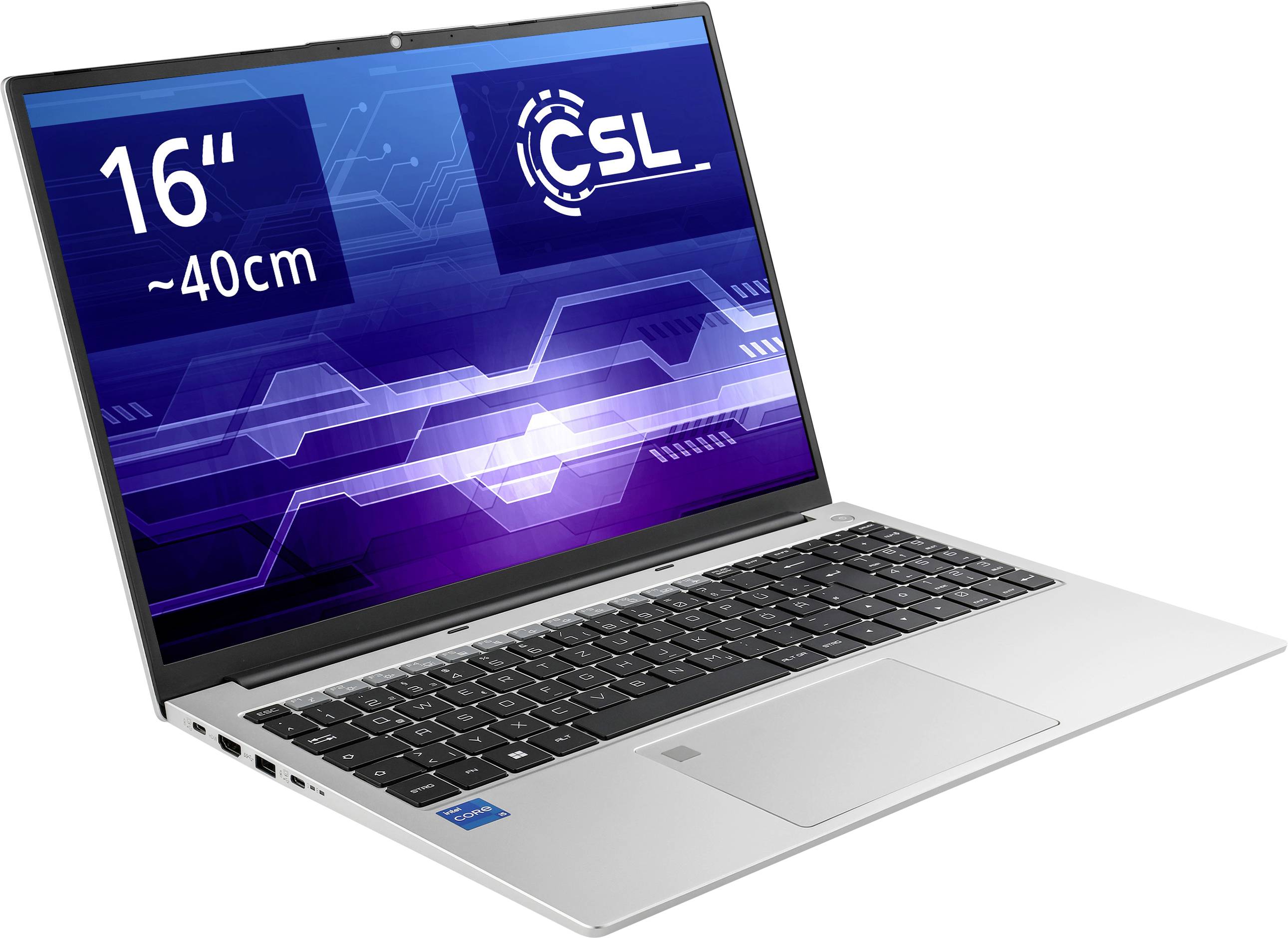 CSL Computer Notebook CSL R'Evolve C16 40.6cm (16 Zoll) WUXGA Intel® Core™ i5 64GB RAM 2000GB SSD Deutsch, QWERTZ Grau 92695