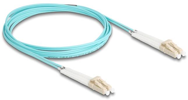 Delock 88080 Glasfaser LWL Anschlusskabel 2m Aquablau [1x LC-Stecker - 1x LC-Stecker] 50/125 µ Multimode OM3