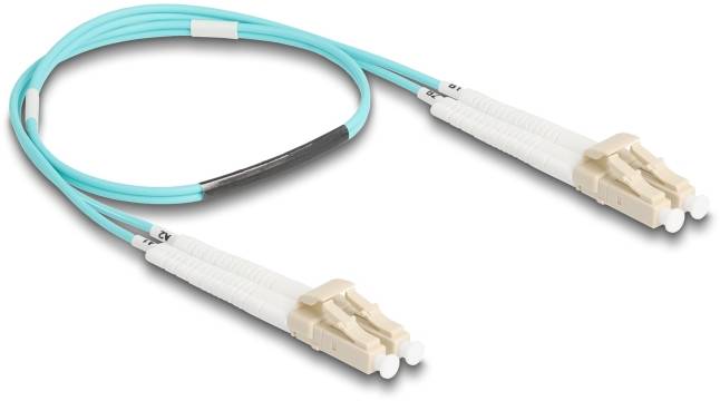 Delock 88078 Glasfaser LWL Anschlusskabel 0.5m Aquablau [1x LC-Stecker - 1x LC-Stecker] 50/125 µ Multimode OM3