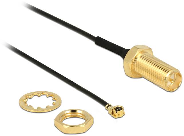 Delock WLAN-Antennen Anschlusskabel [1x RPSMA-Buchse - 1x IPEX-Stecker] 0.1m Schwarz