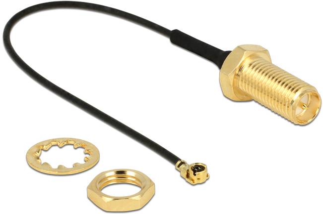 Delock WLAN-Antennen Anschlusskabel [1x RPSMA-Buchse - 1x IPEX-Stecker] 0.1m Schwarz