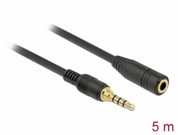 Delock 85635 Audio Verlängerungskabel [1x Klinkenstecker 3.5mm - 1x Klinkenbuchse 3.5 mm] 5.00m Schwarz