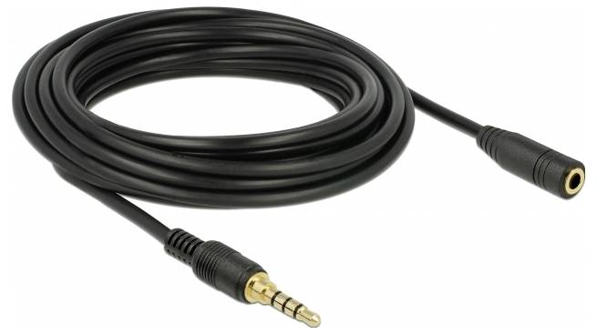 Delock 85635 Audio Verlängerungskabel [1x Klinkenstecker 3.5mm - 1x Klinkenbuchse 3.5 mm] 5.00m Schwarz