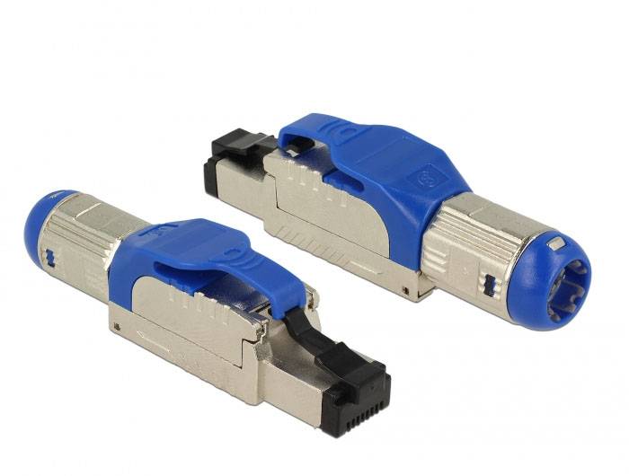 Delock 86487 RJ45 Stecker feldkonfektionierbar Cat.8.1 Metall 86487 Blau, Silber 1St.