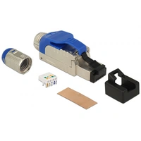 Delock 86487 RJ45 Stecker feldkonfektionierbar Cat.8.1 Metall 86487 Blau, Silber 1St. Delock 86487 RJ45 Stecker feldkonfektionierbar Cat.8.1 Metall 86487 Blau, Silber 1St.