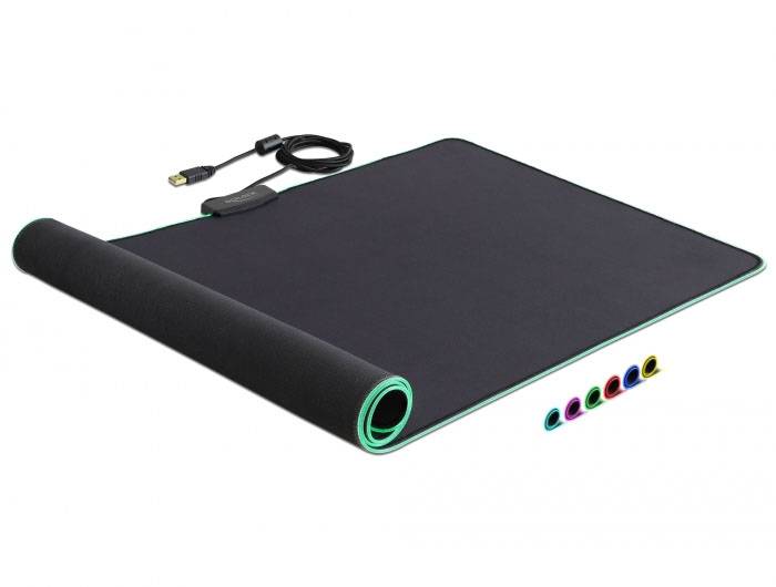 Delock 12555 Mauspad beleuchtet USB-Anschluss Schwarz
