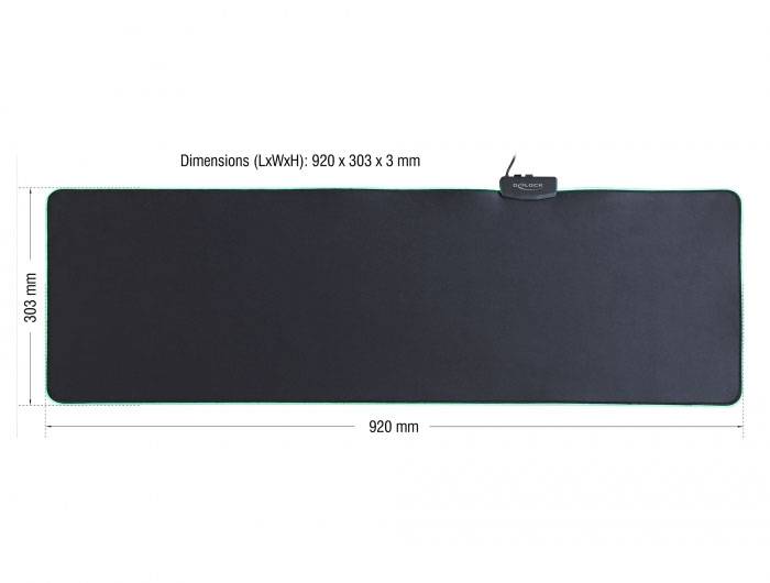 Delock 12555 Mauspad beleuchtet USB-Anschluss Schwarz