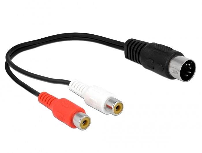 Delock 85835 Cinch Audio Anschlusskabel [1x DIN-Stecker 5pol. - 2x Cinch-Buchse] 0.2m Schwarz