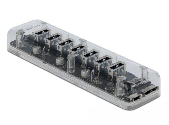 Delock 64088 USB-Hub 7 Port USB-A USB 3.2 Gen1 5 GBit/s Transparent 64088