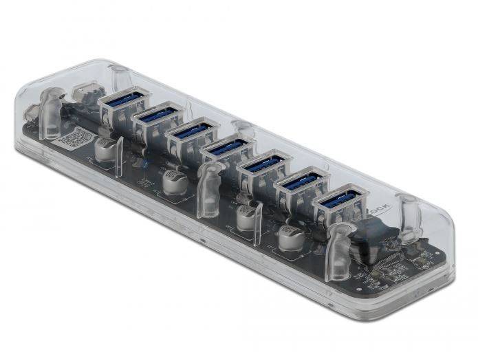 Delock 64088 USB-Hub 7 Port USB-A USB 3.2 Gen1 5 GBit/s Transparent 64088