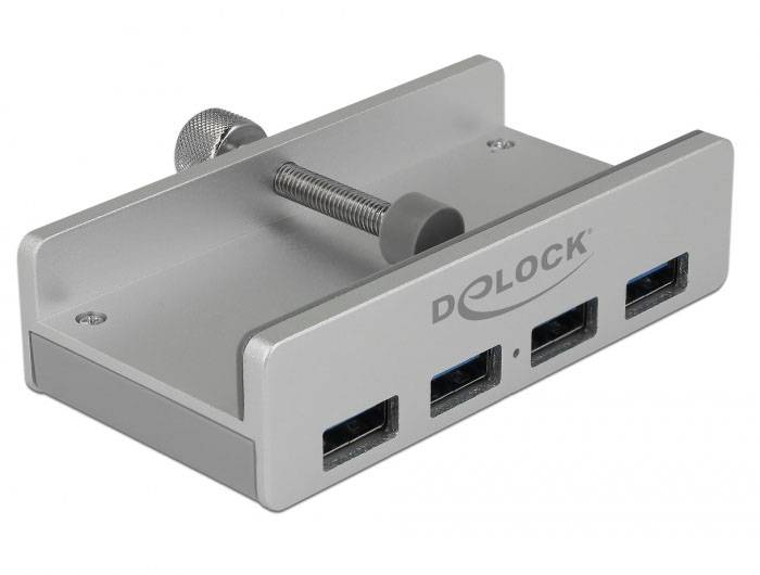 Delock 64046 USB-Hub 4 Port USB-A USB 3.2 Gen1 5 GBit/s Silber 64046