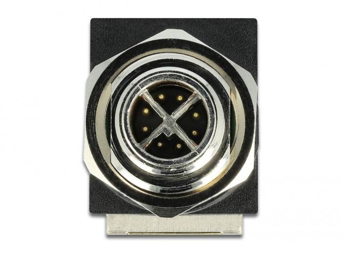 Delock M12 / RJ45 Netzwerk Adapter [1x M12-Stecker - 1x RJ45-Buchse] Schwarz