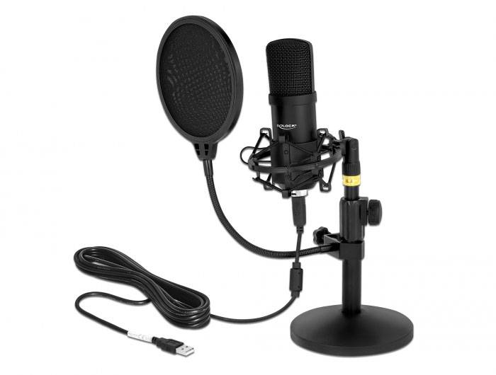 Delock 66300 Stand USB-Mikrofon Übertragungsart (Details):USB, Kabelgebunden inkl. Stativ, inkl. Kabel, Standfuß USB USB
