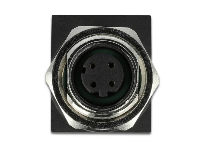 Delock M12 / RJ45 Netzwerk Adapter [1x M12-Buchse - 1x RJ45-Buchse] Schwarz