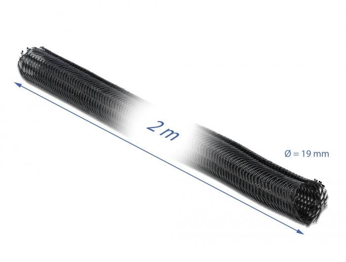 Delock 18855 18855 Geflechtschlauch Schwarz 2m 20mm (max) 1St.
