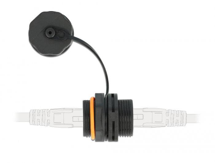 Delock 86695 Kabelverbinder RJ45 Buchse zu RJ45 Buchse Cat.6A mit Verschlusskappe wasserfest 86695 Schwarz 1St.