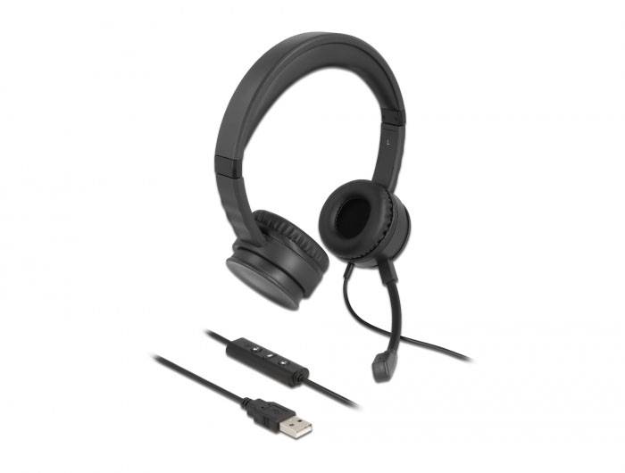 Delock 27180 On Ear Headset kabelgebunden Schwarz Headset Telefon