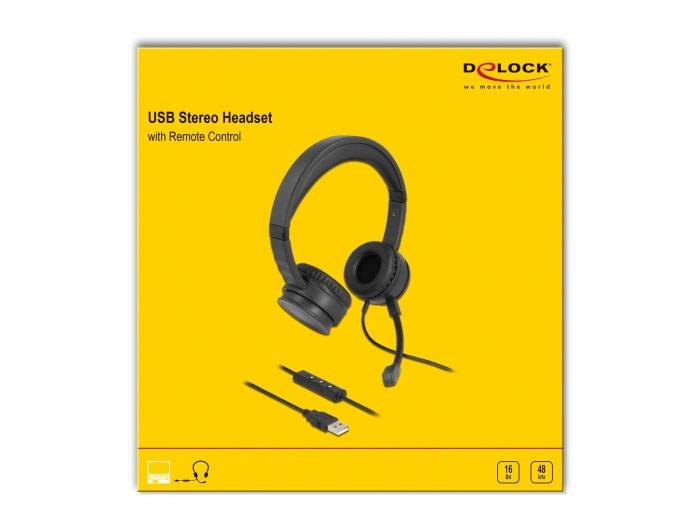 Delock 27180 On Ear Headset kabelgebunden Schwarz Headset Telefon