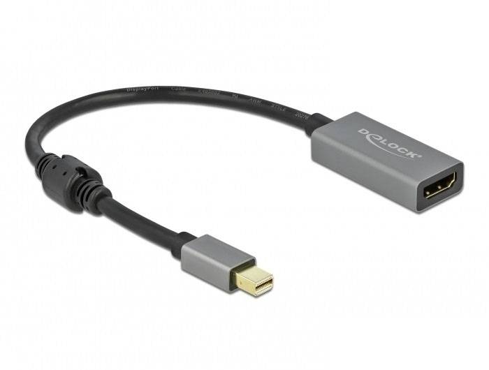Kabeladapter mit Mini-DisplayPort-Stecker und HDMI-Buchse, geeignet für den Anschluss von Geräten mit unterschiedlichen Schnittstellen.