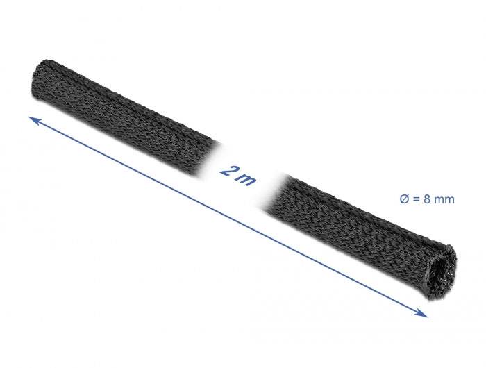 Delock Kabel-Bündelschlauch Polyester Schwarz (Ø x L) 8mm x 2m 1 St. 19170