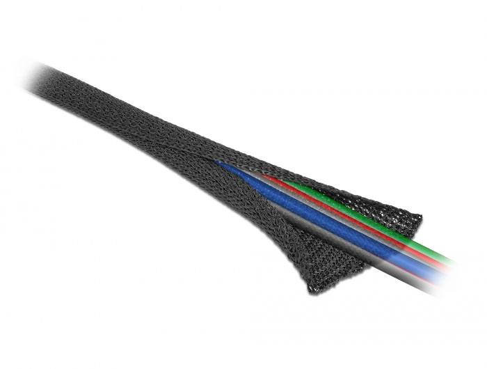 Delock Kabel-Bündelschlauch Polyester Schwarz (Ø x L) 8mm x 2m 1 St. 19170
