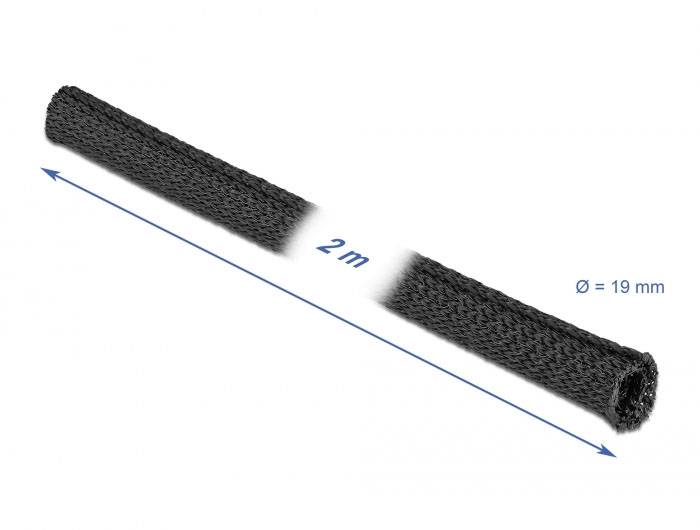 Delock Kabel-Bündelschlauch Polyester Schwarz (Ø x L) 19mm x 2m 1 St. 19179