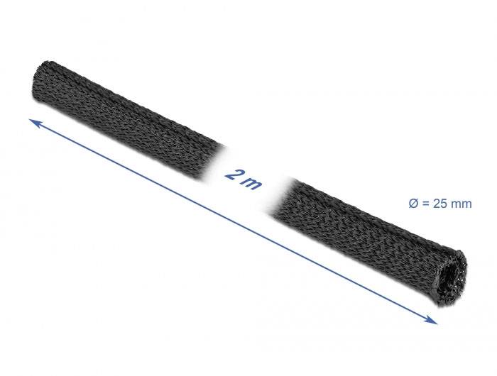 Delock Kabel-Bündelschlauch Polyester Schwarz (Ø x L) 25mm x 2m 1 St. 19181