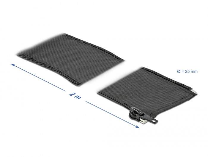 Delock Kabel-Bündelschlauch Polyester Schwarz (Ø x L) 25mm x 2m 1 St. 19219