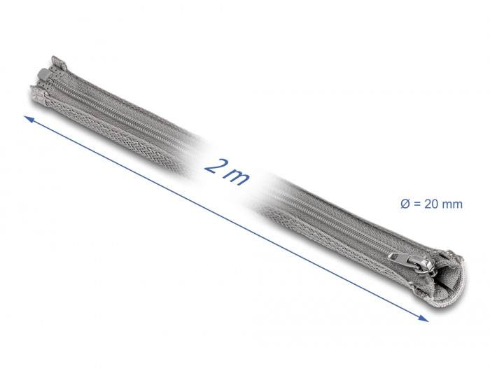 Delock 20830 20830 Geflechtschlauch Grau Polyester 2m 15mm (max) 1St.