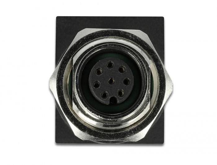 Delock M12 / RJ45 Netzwerk Adapter [1x M12-Buchse - 1x RJ45-Buchse] Schwarz