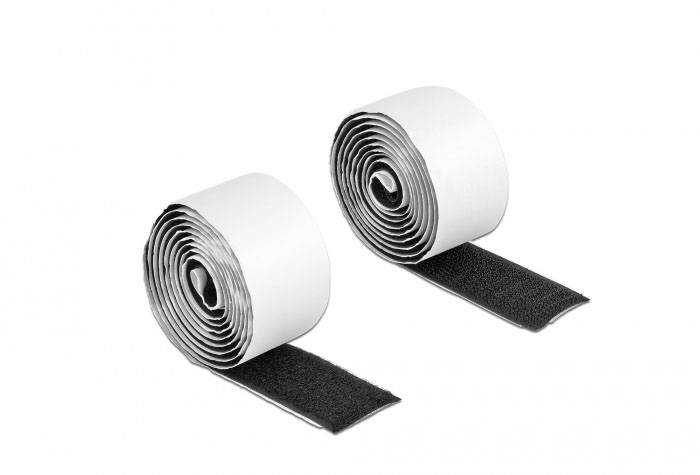 Delock 19060 Klettband zum Aufkleben (L x B) 1m x 25mm Schwarz, Weiß
