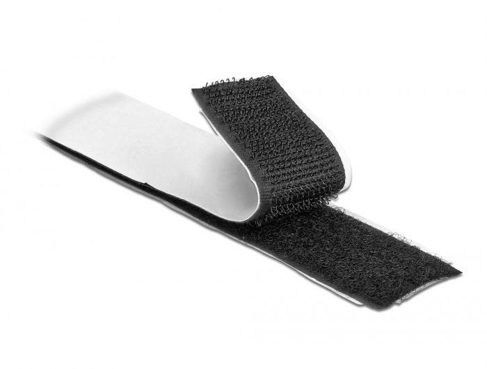 Delock 19060 Klettband zum Aufkleben (L x B) 1m x 25mm Schwarz, Weiß